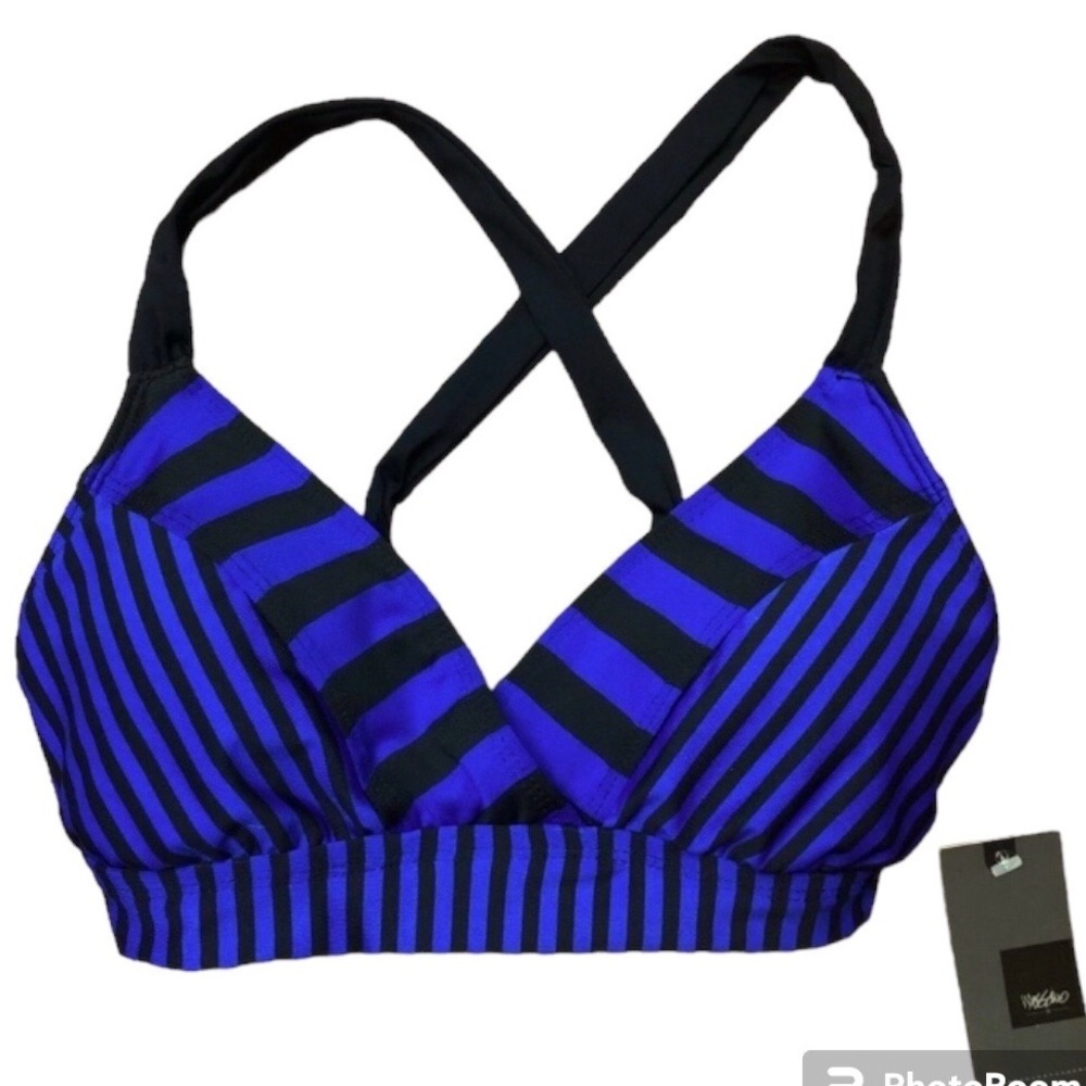 Striped Athletic Style Bathing Suit Top NWT